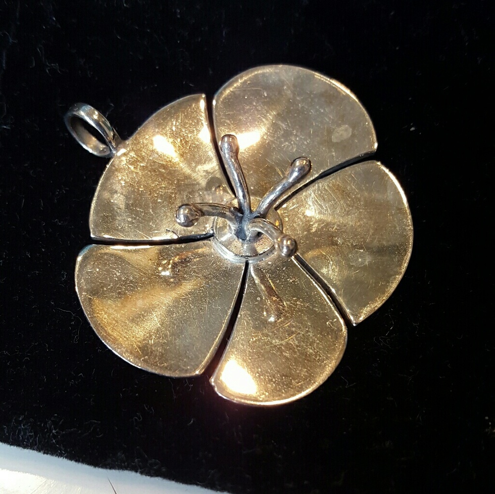 Sterling silver dogwood pendant